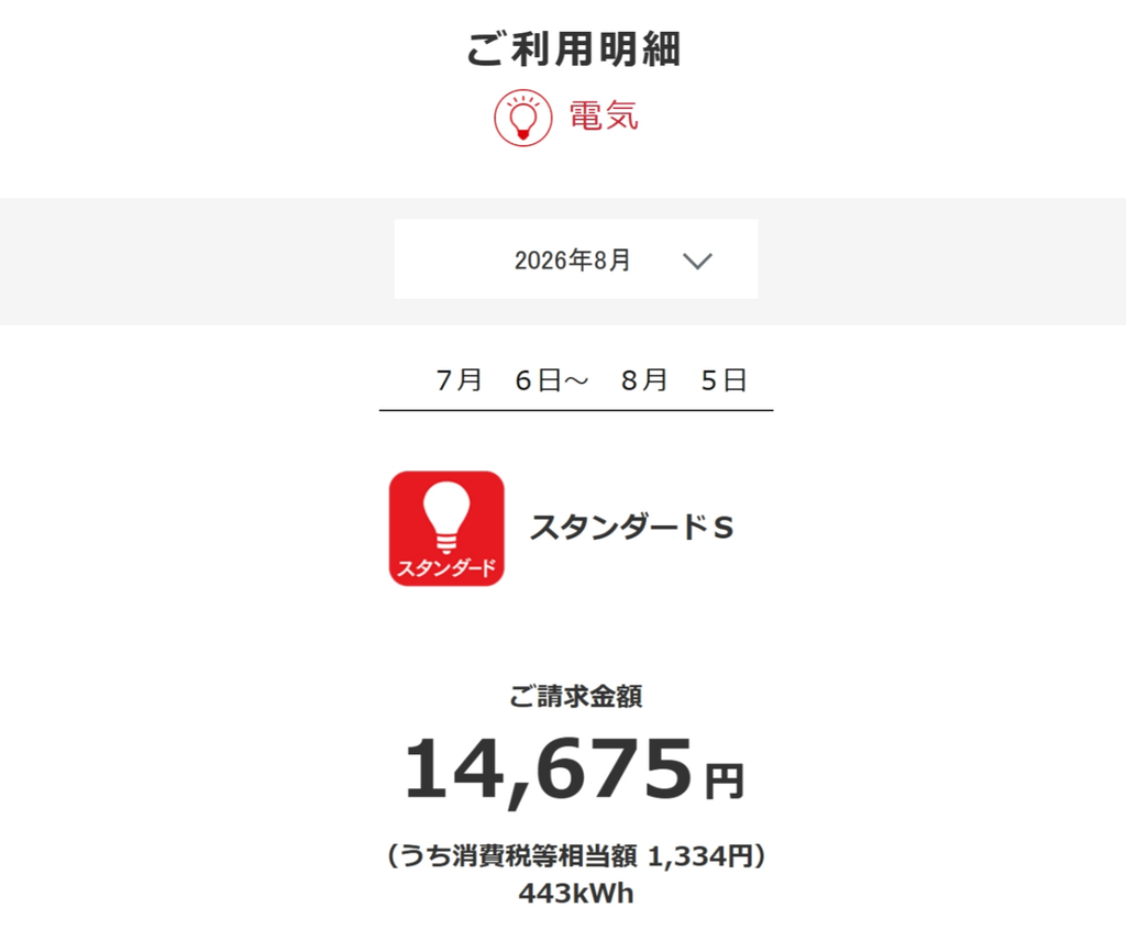 電気料金の利用明細